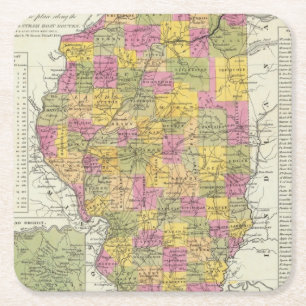 Ny karta av Illinois Underlägg Papper Kvadrat