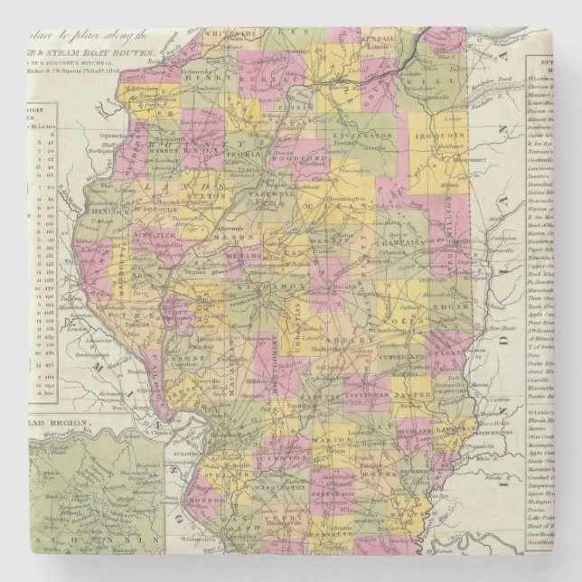 Ny karta av Illinois Underlägg Sten (Framsidan)