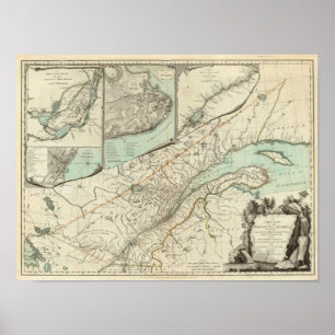 Ny karta av landskapet av Quebec Poster
