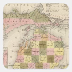 Ny karta av Michigan Fyrkantigt Klistermärke
