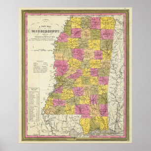 Ny karta av Mississippi Poster