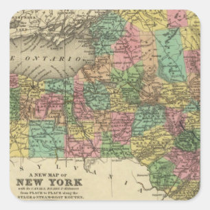 Ny karta av New York Fyrkantigt Klistermärke