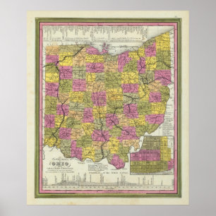 Ny karta av Ohio Poster