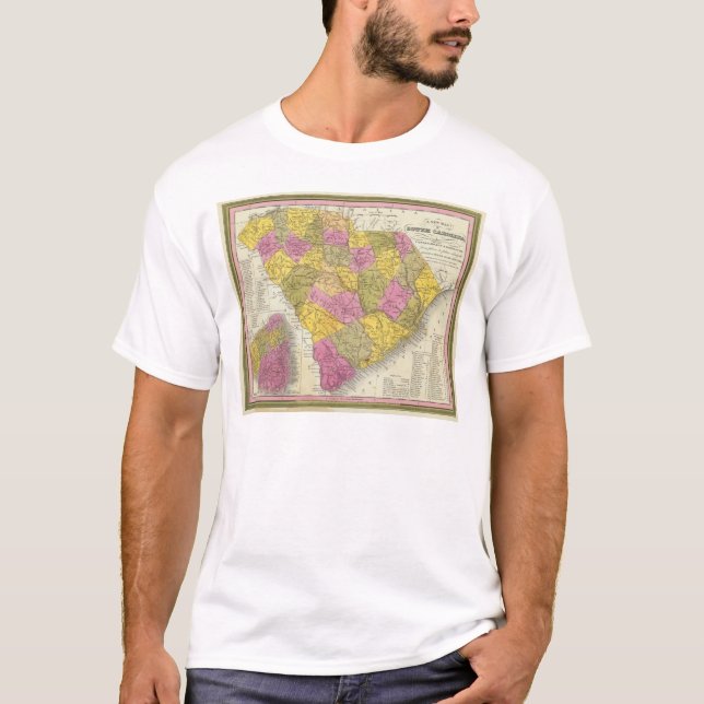 Ny karta av South Carolina Tee Shirt (Framsida)