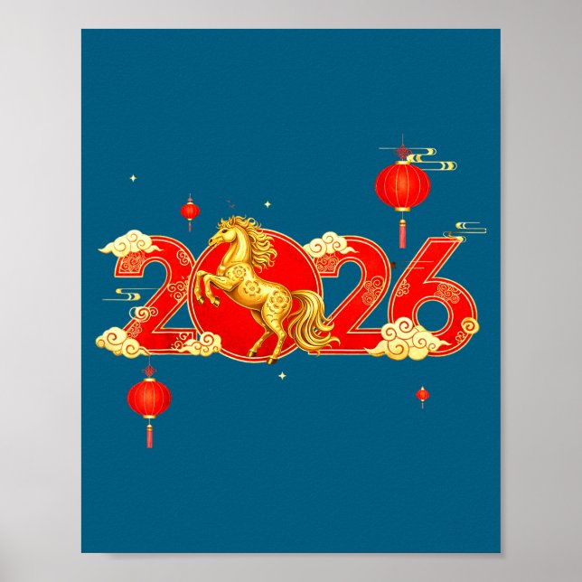 Ny Kinesisk Häst Glad Poster (Framsidan)