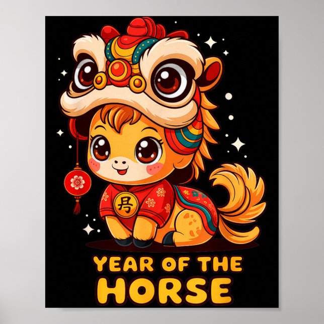 Ny kinesisk häst månsken poster (Framsidan)