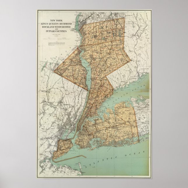 NY, Kung, Queens, Richmond, Rockland Poster (Framsidan)