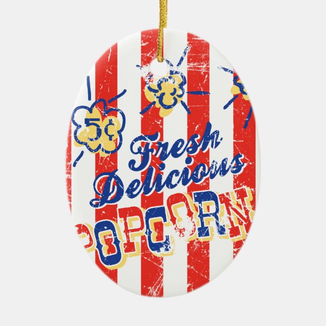 Ny läcker Popcornprydnad - Oval Julgransprydnad Keramik (Framsidan)