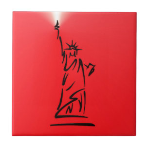 NY Lady Liberty Röd Kakelplatta