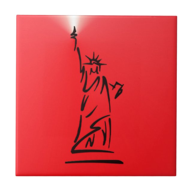 NY Lady Liberty Röd Kakelplatta (Framsidan)