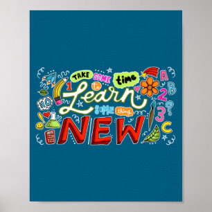 Ny Lär Någonting Utbildning Motiverande Lärande Poster