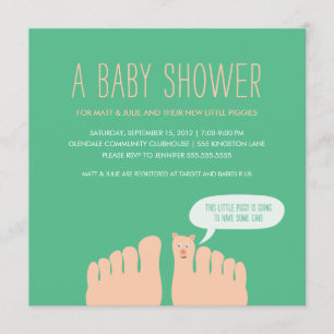 Ny lite Piggies baby shower Inbjudningar