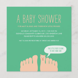 Ny lite Piggies baby shower Inbjudningar