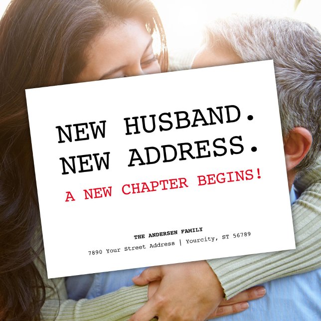 Ny Make Mans Adress Enkel Minimalistisk Flytt Meddelande Vykort (New Husband Address Simple Minimalist Moving Announcement Postcard)