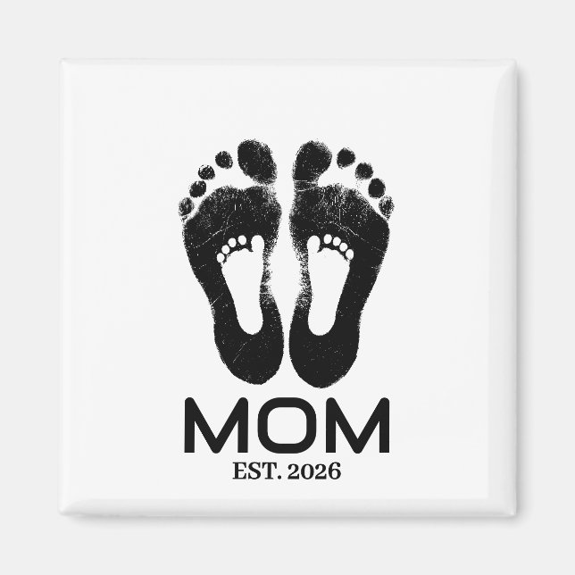 Ny Mamma Baby Fotspår Etablerat Datum  Magnet (Framsidan)