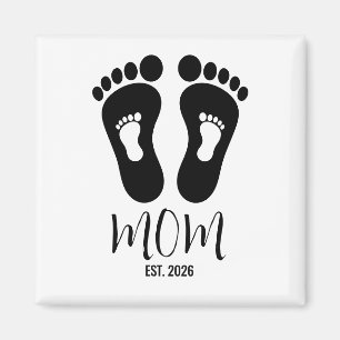 Ny Mamma Babyavtryck Etablerade Magnet