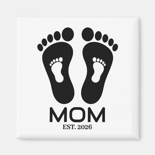 Ny Mamma Babyavtryck Etablerat Datum  Magnet (Framsidan)