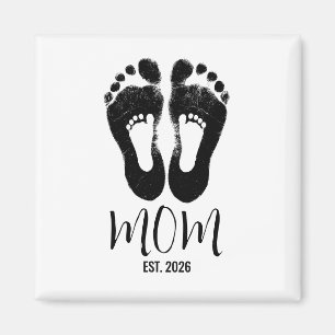 Ny Mamma Babyavtryck Skript Est. Datum Magnet