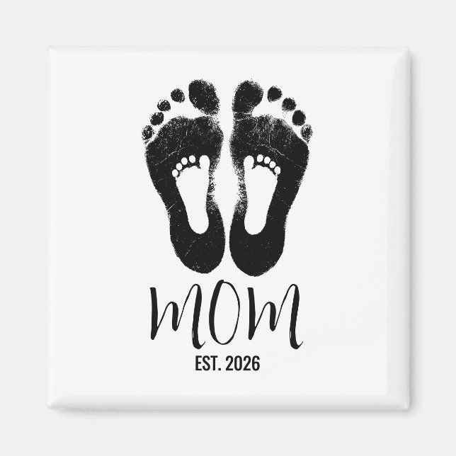 Ny Mamma Babyavtryck Skript Est. Datum  Magnet (Framsidan)