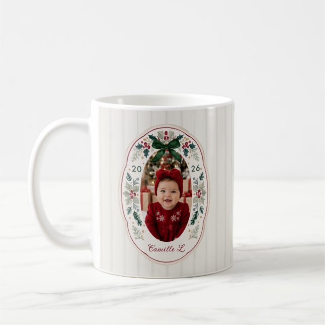 Ny Mamma Bebis Första Julen Foto Mugg (Vänster)