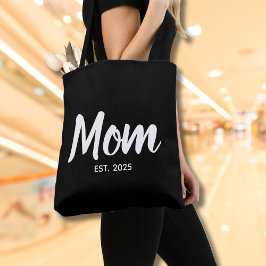 Ny Mamma Etablerad Datum Vit Skrift Tygkasse