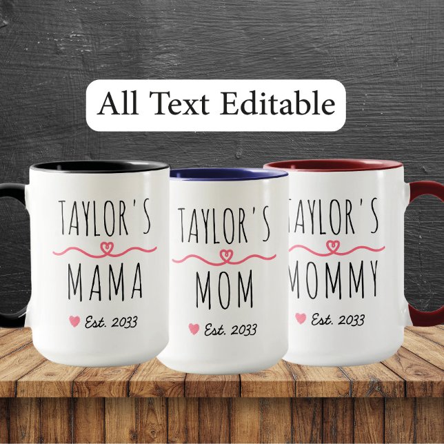 Ny Mamma med Anpassat Namn, Titel & Est. År Mugg (Skapare uppladdad)