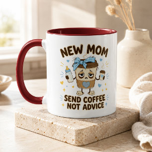 Ny Mamma Skicka Kaffe Inte Råd Röd Tvåtons Kopp