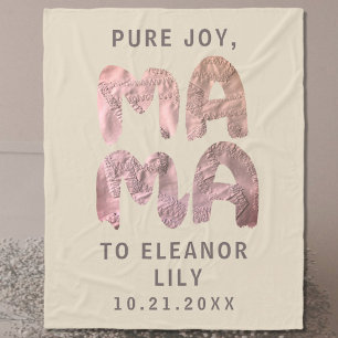 Ny Mamma Whimsige Beige Rosa Newborn Namn Datum Fleecefilt