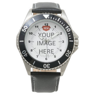 NY! Manar Stainless Steel Black Leather Watch Armbandsur