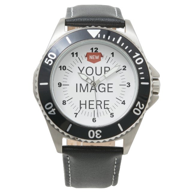 NY! Manar Stainless Steel Black Leather Watch Armbandsur (Framsida)