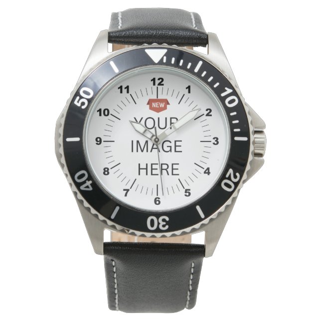 NY! Manar Watch - Personlig - Black Leather Armbandsur (Framsida)