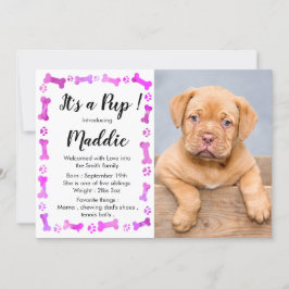 Ny marionett - Rosa Girl New Pet - Hund Birthday P Meddelande