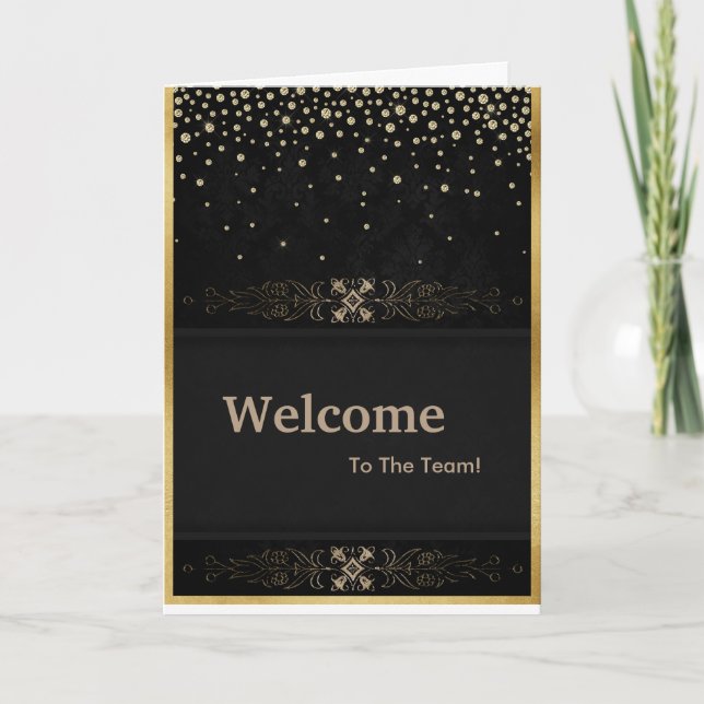 Ny medarbetares välkomstlista Guld Glitter Kort (Framsida)