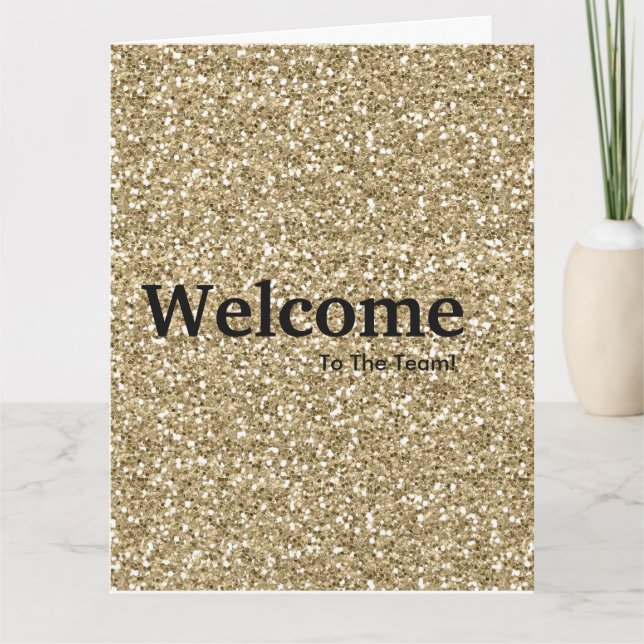 Ny medarbetares välkomstlista Guld Glitter Kort (Framsida)
