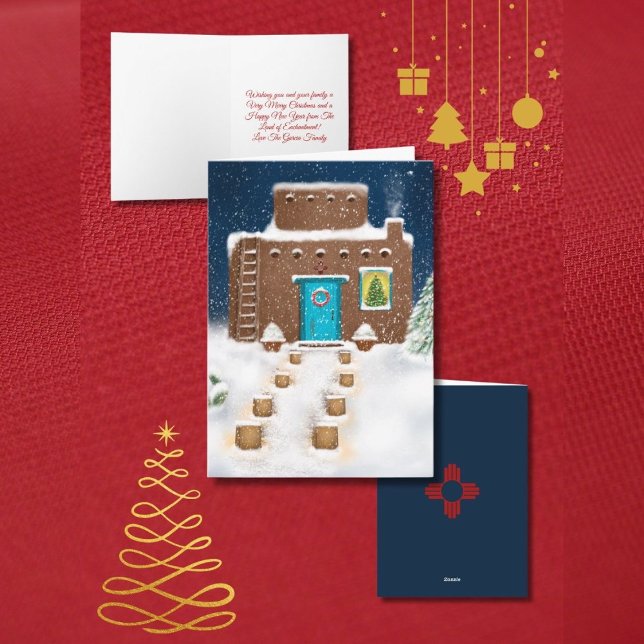 Ny mexiko adobe julscen julkort helgkort (Skapare uppladdad)