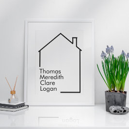 Ny minimalistisk husfamilj med Namn Poster