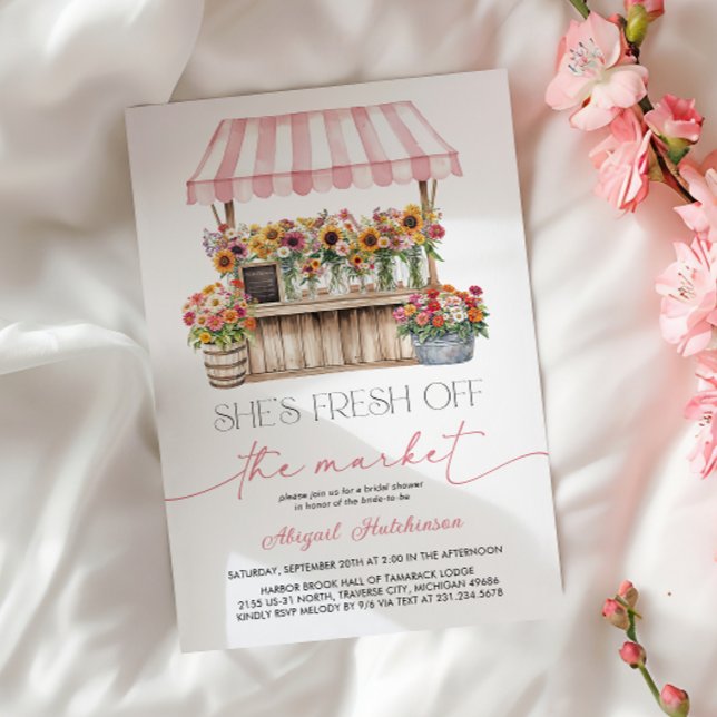 Ny Möhippa på marknaden Inbjudningar (Fresh off the Market Bridal Shower Invitation)