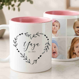 Ny Mormor År Est. Fyra Foto Collage Två-Tonad Mugg