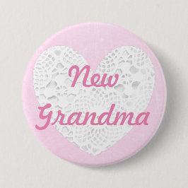 Ny mormor Bragging Rosa spetsig knapp