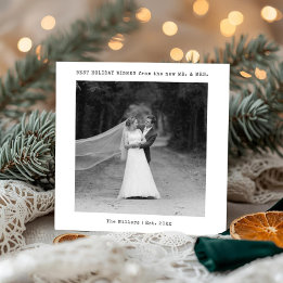 Ny Mr. och Mrs. Black/White skrivmaskinsfoto Julkort