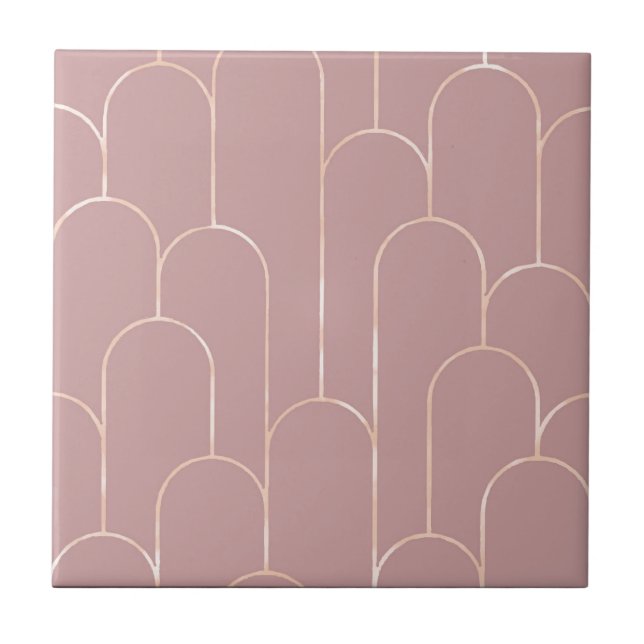 Ny muddrad Rosa Art Deco Stil keramik Kakelplatta (Framsidan)