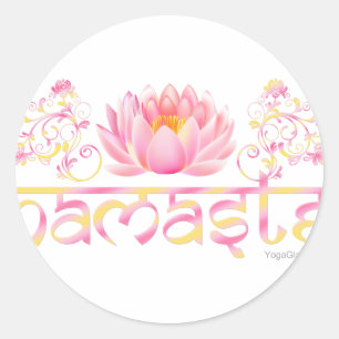 Ny Namaste lotusblomma Runt Klistermärke
