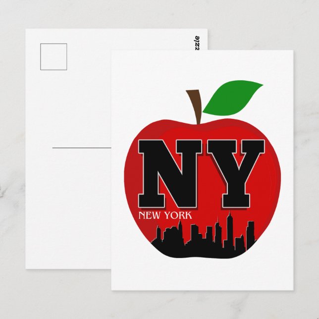 NY NEW YORK DEN STORE ÄPPLET VYKORT (Fram/baksida)