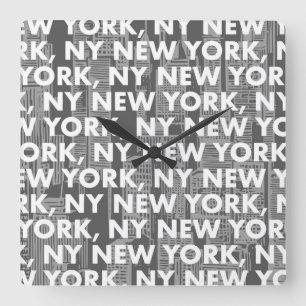 NY NEW YORK Graphic Mönster Fyrkantig Klocka
