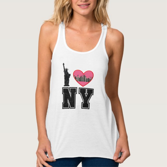 NY New York med City Heart Photo, Liberty Linne Med Racerback (Framsida)