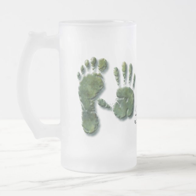 Ny nyfödd-handavtryck frostat ölglas (Vänster)