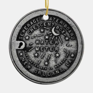 Ny Orleans Vatten Meter Cover-replik Julgransprydnad Keramik