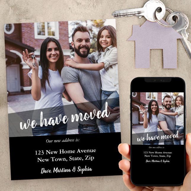 Ny överlagring av Vi har flyttat-pensel för hemfot Meddelande (Skapare uppladdad)