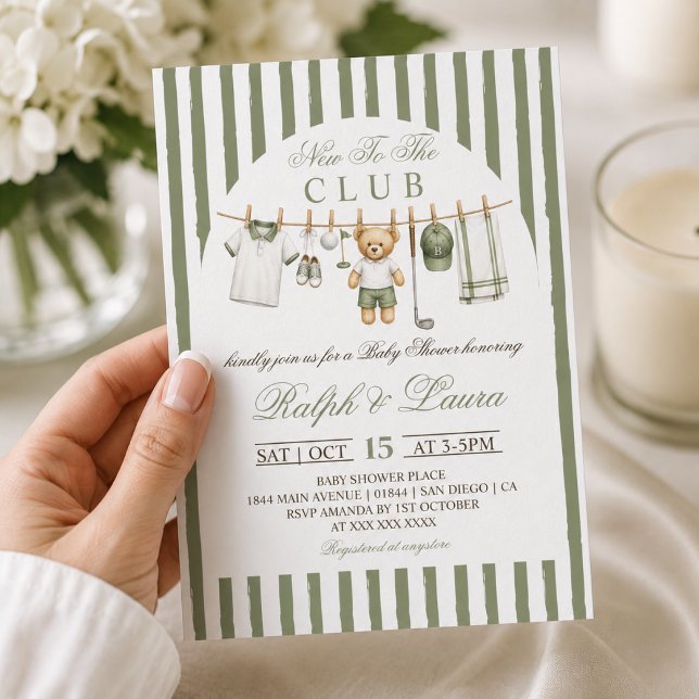 Ny På Klubben Baby Shower Inbjudningar (Skapare uppladdad)