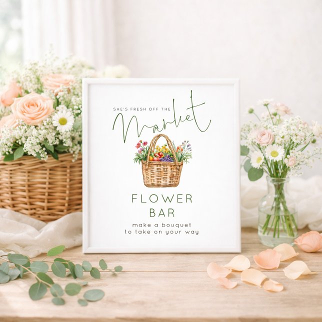 Ny på marknaden Blomsterbar Grön Bröllopsdusch Poster (Skapare uppladdad)